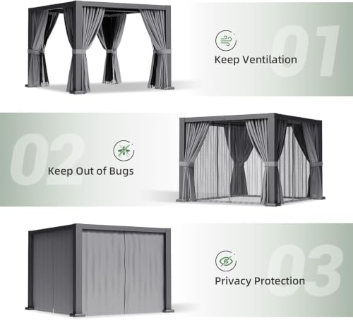 Aoxun 10x12 Louvered Pergola Review: All-Aluminum Structure with Waterproof Curtains image 37