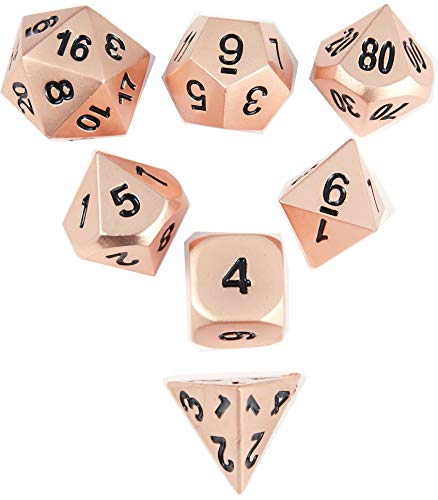 image for MicoYuan Metal Polyhedral Game Dice Set of Rose Gold 7pc Set for Dunge