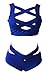 Prograce Women's Sexy Criss Cross High Waisted Bandage 2PCS Bikini Set, L Sapphire Blue