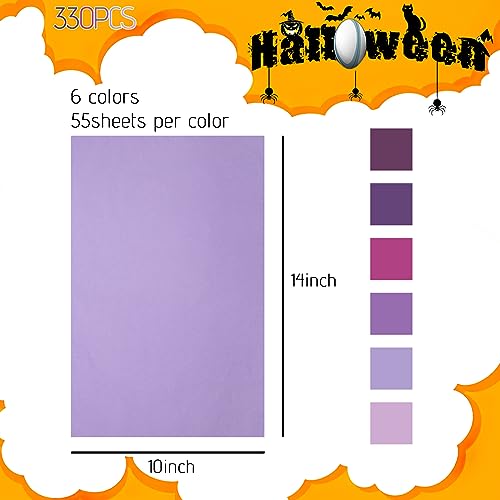 Koogel 330 Sheets Purple Tissue Paper, Halloween Tissue Paper for Gift Bags 14 x 10 Inch Gift Wrapping Paper for DIY Crafts Halloween