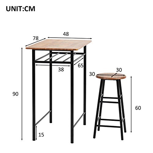 Bartisch-Set 3,Stehtisch mit 2 Barhockern,für 1 Bis 2 Personen, MDF Küchentisch und Küchenstuhl, für Bar Küche… – Bild 6