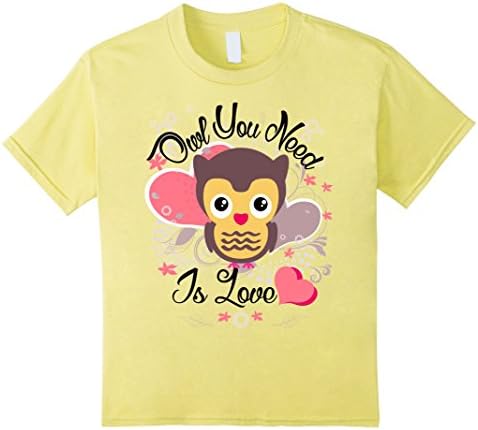 Kids Owl You Need Is Love T-Shirt 8 Lemon