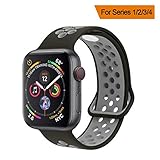 YC YANCH Greatou for Apple Watch Band 42mm,Soft Silicone Sport Band Replacement Wrist Strap for iWatch Apple Watch Series 3, Series 2, Series 1,Nike+,Sport,Edition,M/L,Black Coolgray