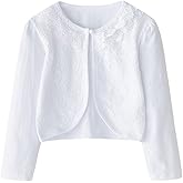 CONGMI Little Girls' Long Short Sleeve Lace Bolero Cardigan Shrug Dress Cover up 2-9 Years, White , 2-3T