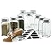 Hayley Cherie® - 4 Oz Square Glass Spice Jars (Set of 10) - Chalkboard Labels, Stainless Steel Lids and Shaker Inserts