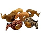 Mahogany Wood Animal Napkin Rings - Set of Six