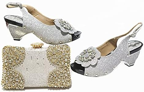 2021 New Design Nigerian Women Shoes and Bag Set African Matching