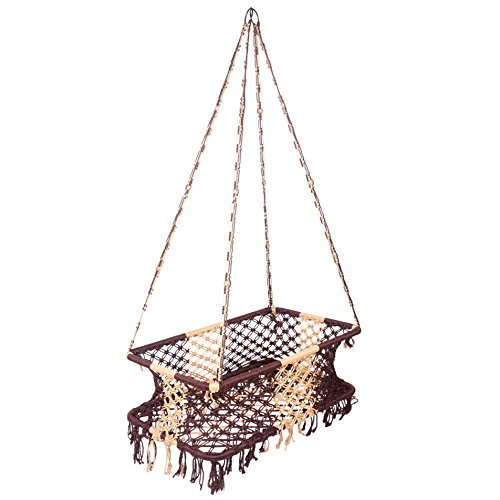 A&E Soft net baby cradle swing palna jhula, Brown/White Buy Online in