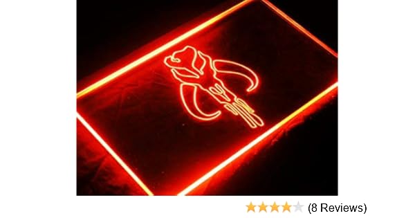 Star Wars Boba Fett Mandalorian Skull Bounty Hunter Led Light Sign