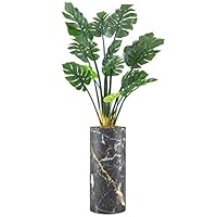 SIGNWIN Monstera Tree with Black, White & Gold Granite Effect Vase Geometric Rocky Minimalism Zen Relax/Calm Multicolor Ultra for Living Room, Bedroom, Office - X-Large 5 Feet (60