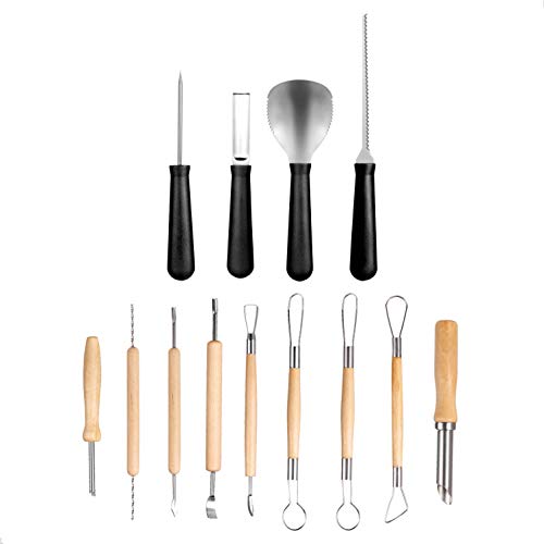 Juboury Pumpkin Carving Tools Kit, 12 Piece Professional Heavy Duty Stainless Steel Carving Tools for Pumpkin Halloween Decoration Jack-O-Lantern - Thumbnail 4