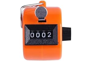 Orange Color Handheld Tally Counter - 4 Digit Display Lap/Sport/Coach/School Counter, Manual Mechanical Clicker with Finger R