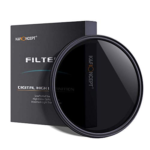 K&F Concept 82mm Variable ND Filter Ultra Slim Fader Variable Neutral Density ND2-ND400 Optical Glass with Lens Cleaning Cloth