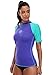 Attraco Women's Short-Sleeve Rashguard Swimwear UPF 50+ Rash Guard Athletic Tops