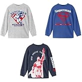 Bioworld Superman Rise Boy’s 3-Pack Crew Neck Long Sleeve Shirt Set
