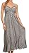 Sakkas Allie Stonewashed Embroidered Adjustable Spaghetti Straps Long Dress