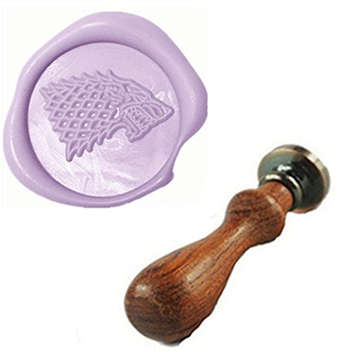 Vintage Wolf Direwolf Custom Picture Logo Wedding Invitation Wax Seal Sealing Stamp Rosewood Handle Sticks Melting Spoon gift Box Set Kit