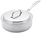 USA Pan 1505CW-1 Cookware 5-Ply Stainless Steel 8 Inch Sauce Pan with Cover, Oven and Dishwasher Safe, Made in The USA, 8-Inch, Silver