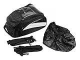 TMS Black Motorcycle Sport Bike Riding Magnetic Gas Tank Bag Backpack w/ Rain Cover