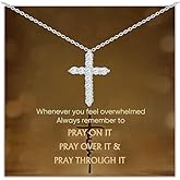 Juvux Cross Necklaces for Women 925 Sterling Silver 18K Gold Plated Cubic Zirconia Cross Pendant Necklace Simple Jesus Cross Necklace Cute Simulated Diamond Jewelry Religious Minimalist Gift