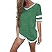 MissLook Women's Color Block Shirts Baseball Tees Short Sleeve Striped Tunics Blouses Tops