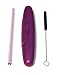Reusable Glass Drinking Straw with Travel To Go Protective Carrying Case Holder and Cleaning Brush | Perfect for Home, Office or Gift | Straight 8 in x 9.5 mm Healthy, BPA Free, Eco Friendly(Amethyst)