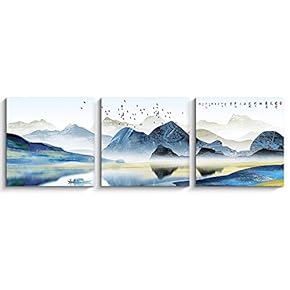 Wall26-3 Panels Canvas Wall Art- Mountain Landscape -Giclee Painting Wall Bedroom Living House Decoration Home Art - 12"x12"x3 Panels