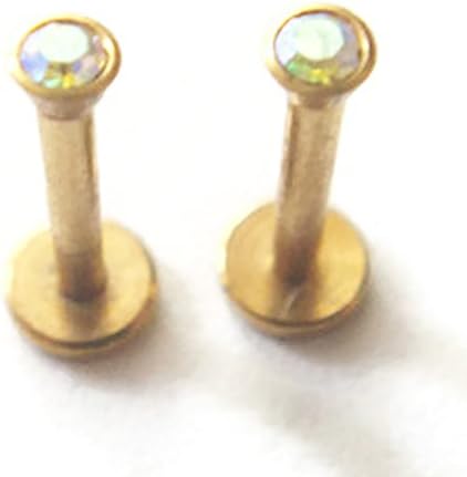 16g Lot 2 Internally Labret Lip Chin Ring Body Piercing Jewelry Bar Ear Gift