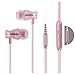 Earbuds Headphones with Microphone 2 Pack Powerful Bass Magnetic in Ear Earphones Wired 3.5mm Volume Control with Zipper Case for Apple iPhone iPad Samsung and More Durable Stereo (Rose Gold)