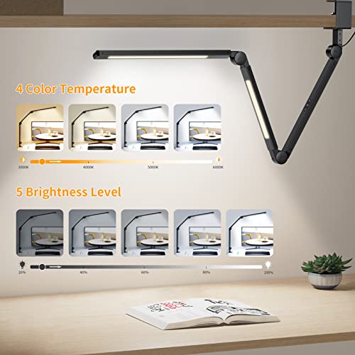 EppieBasic Led Desk Lamp with Clamp, Dual Light Swing Arm Architect