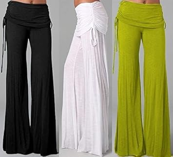 Amazon.com: Fashion Boho Women Hose Pantalon High Waist Wide ...