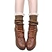 TQS™ Set of 3 Knit Boot Topper Cuff Leg Warmer Bootsock Lace Crochet Detail,Red/Khaki/White,Medium