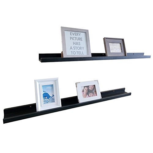 SHELVING SOLUTION Large L Shaped Floating Shelf (Set of 2, Black 45 1/4 Inch) - Thumbnail 2