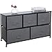 SUPER DEAL Wide Dresser for Bedroom, 5 Drawer Fabric Storage Organizer Chest Heavy Duty Steel Frame Wood Top for Kids Toys Livingroom Closet Nursery Hallway, Dark Grey