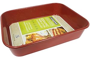casaWare Ceramic Coated NonStick Lasagna/Roaster Pan 13 x 10 x 3-Inch (Red Granite)