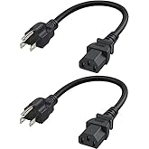 CableCreation 4-Pack 18 AWG Universal Power Cord for NEMA 5-15P to IEC320C13 Cable, Short Power Extension Cord, 1 Feet/0.3M, 