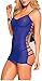 Rozegaga Womens Sheer Lace Trim Lingerie Strappy Back Mesh Babydoll Large Sky Blue