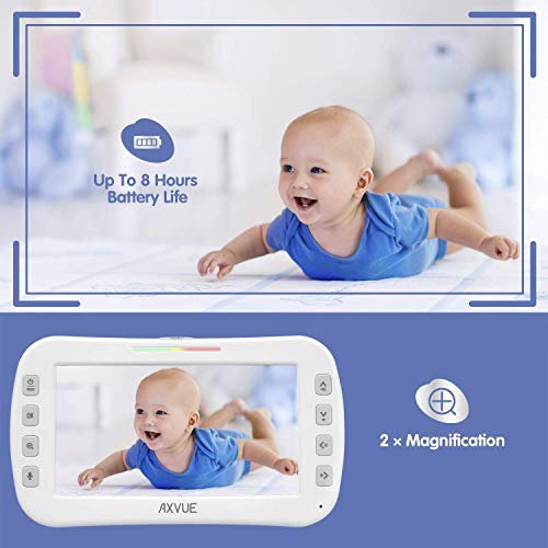 AXVUE Baby Monitor E632A with High Resolution Large Screen, Auto-Switch Camera, Four Cameras Support, Superior Night Vision, Power Saving Mode, VOX.
