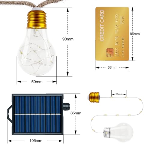 Ollny Solar String Lights Outdoor, 24 Bulbs 12M Weatherproof String Lights, 8 Modes, Timer, Dimmable, USB for Garden Balcony Patio Wedding Party Vintage