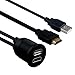 VONOTO 1M 3 Feet HDMI & USB to HDMI & USB AUX Extension Panel Flush Mount Cable with Dash Mounting Bracket for Car Motorcycle Boats