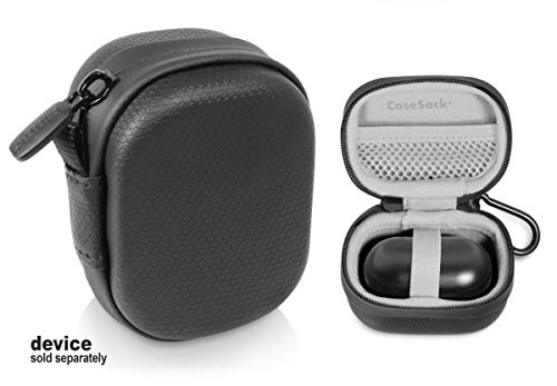 CaseSack Wireless Bud case for Samsung Galaxy Bud, Featured Finger Strap, Rubber Black with Bubble Pattern, mesh Accessory, Elastic Secure Strap (Black)