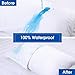 HOMEIDEAS 6-Pack Pillow Protectors with Zipper Standard Size - Waterproof Pillow Protectors & Pillow Encasement with Soft Polyester Fabric