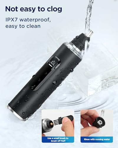 Nose Hair Trimmer for Men,3 in 1 USB Nose Trimmer with LED Display,Painless Dual Edge Blades Nasal Hair Trimmers for Men,Eyebrow Razor Scissors,Ear Facial Hair Remover,IPX7 Waterproof,Easy Cleansing