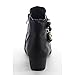 TOP Moda Women's Buckle Straps Stacked Low Heel Ankle Booties Black 8