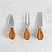 VonShef Herringbone Acacia Cheese Board Server Plate, Paddle Platter Board with Hanging Loop and 3 Piece Cheese Knife Serving Utensil Set, Wooden, with Gift Box