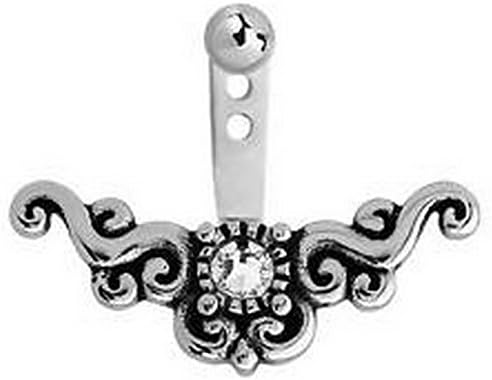 YD Jewelry - 316L Surgical Steel 1 Stone Ear Jacket Earrings Tragus Ear Cartilage Labret