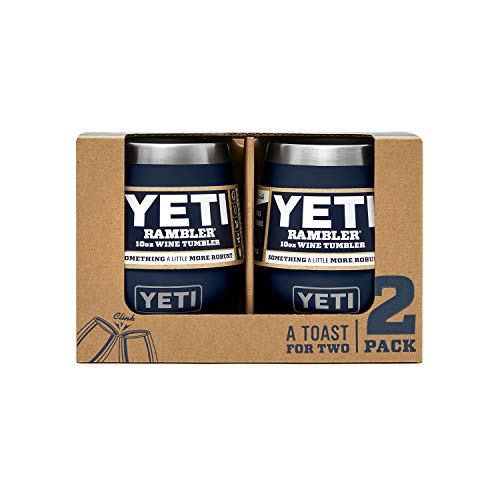 YETI Rambler 10 oz Stainless Steel Vacuum Insulated Wine Tumbler, 2 Pack, Navy