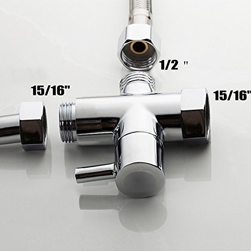 Joyway Bidet Valve Adapter 7/8"-Brass Hand Shower Diverter for Toilet Sprayer with Shut off-3 Way Tee Water Diverter for Bathroom Faucet(Only T-Valve)