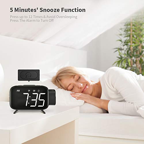 ELEHOT Projection Alarm Clock Large Digital Light and LED Display USB Port for Charging with FM Radio Alarm&Snooze