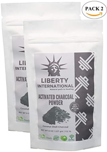 Liberty International 100% Natural Activated Charcoal Powder For Skin Treatment and Teeth Whitening and Cleaning (Coconut Shell Charcoal) (454g) (2 x 227 gm Each) (Combo Pack of 2 piece) NT720